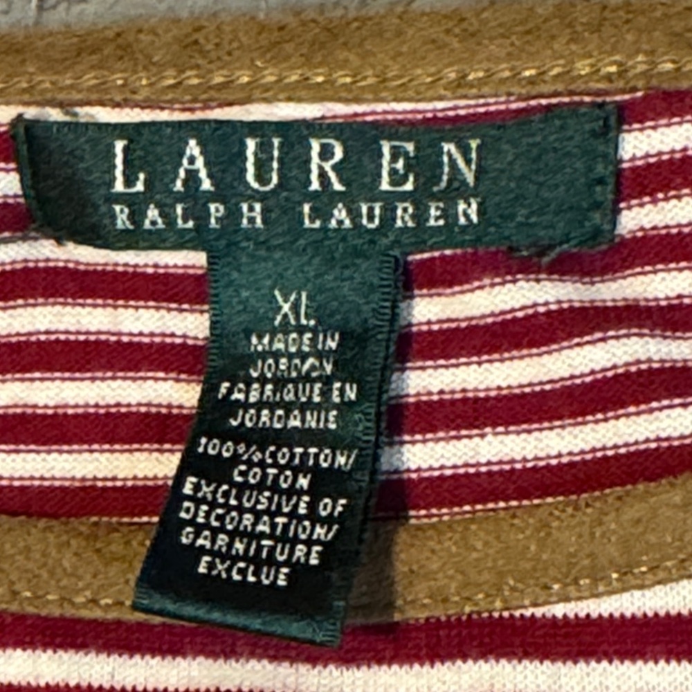 Lauren Ralph Lauren Maroon and White Striped Blouse - Picture 7 of 9